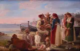 Raffaele Carelli, Fishermen, 1838, On the reverse: "Raffaelle Carelli F/Naples