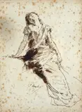 Domenico Morelli, Seated woman, On the reverse: label Galleria Forti
