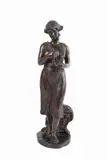 Costantino Barbella, Woman with candle, 1910, Bronze sculpture. Signed and dated on the base
