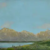 Emilio Longoni, Lake landscape, On the reverse: label with data on Emilio Longoni.