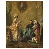 Eleuterio Pagliano, The Visit, oil on canvas
