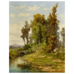 Silvio Poma, Landscape With Shepherds, oil on canvas