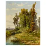 Silvio Poma, Landscape With Shepherds, oil on canvas