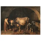 A Peasant Woman With Oxen In The Stable by Filippo Palizzi, offered Mar 2025