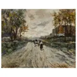 Attilio Pratella, A View From The Street With A Peasant Woman