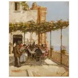 Vincenzo Migliaro, Resting Under The Pergola, oil on panel