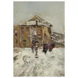 Attilio Pratella, A Snowy Landscape, Lugo, oil on board