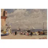 Attilio Pratella, The Naples Seafront, oil on plywood