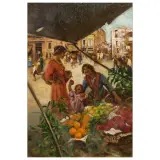 Vincenzo Migliaro, At The Market, oil on plywood
