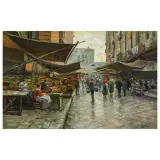 Attilio Pratella, At The Market, Naples, oil on panel
