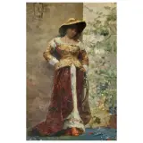 Fausto Zonaro, Lute Player, oil on panel