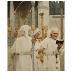Alphons Hollaender, Religious Procession, oil on canvas
