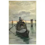 Nazzareno Cipriani, In A Gondola, watercolours on paper