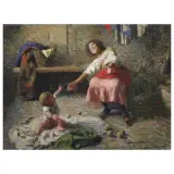 Carlo Facchinetti, A Mother'S Joy, oil on canvas