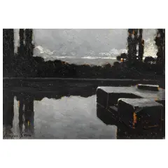 Enric Serra Auqué, Night On The River, oil on panel