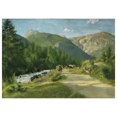 Marco Calderini, The Return From The Fields, oil on canvas