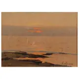 Giovanni Lomi, Sunset Over The Sea, oil on plywood