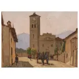 Giovanni Lomi, Saluzzo Street, oil on plywood