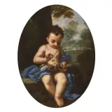 Antonio Amorosi, Putto With Little Birds In A Landscape