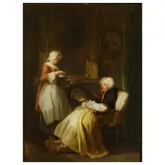 Étienne Jeaurat, The Recovering, oil on panel