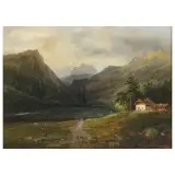 Domenico Ferri, Mountain Landscape, oil on canvas