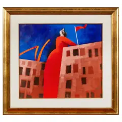 Oltremare by Emilio Tadini, acrylic on canvas, offered Feb 2025