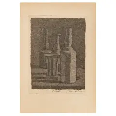 Untitled by Giorgio Morandi, Natura morta con vasetto e tre bottiglie, offered Feb 2025