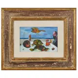 Antonio Possenti, Figures at the sea, oil on board