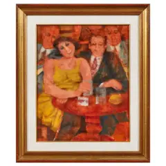 Remo Squillantini, Figure al bar, oil on board