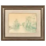 Umberto Lilloni, Landscape, pastels on cardboard