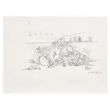 Giorgio de Chirico, Vita silente con uva, pencil on paper