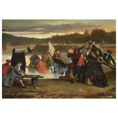 Auguste Serrure, Winter Gallantries, oil on canvas