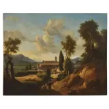 Pierre-Athanase Chauvin, Italian Landscape With Figures, oil on canvas