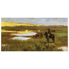 Ferruccio Pagni, Butteri In The Marsh, oil on panel