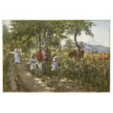 Leonardo Bazzaro, Walking In The Countryside, oil on canvas