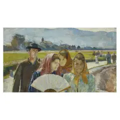 Return From Mass by Raffaello Gambogi, oil on canvas, offered Nov 2024