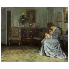 Interior With Mother And Daughter by Henri Morisset, oil on canvas, offered Nov 2024