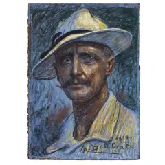 Self-Portrait by Angelo Dall'Oca Bianca, mixed technique on cardboard, offered Nov 2024