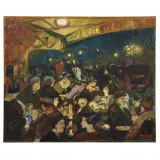 Anselmo Bucci, Cafe' De La Cupole, oil con canvas