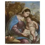 Luca Giordano, Madonna And Child, oil on glass