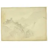Tommaso Minardi, A Mountainous Landscape With A Castle