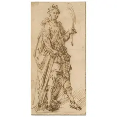 Giulio Campi, An Allegorical Figure, pen and brown ink