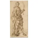 Giulio Campi, An Allegorical Figure, pen and brown ink