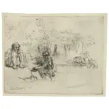 Swimmers by Rembrandt Harmensz van Rijn, etching, offered Nov 2024