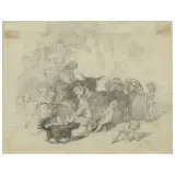 Stefano Ussi, Putti Playing With Animals