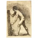 Luigi Sabatelli, Virile Nude, black ink