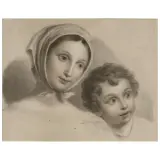Giuseppe Diotti, Mother And Child, black and red chalk