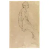 Vincenzo Gemito, Seated Woman In Profile, black chalk