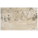 Moses Levy, On The Beach, black ink