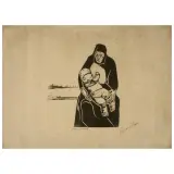 Lorenzo Viani, Grandmother And Grandaughter, woodcut